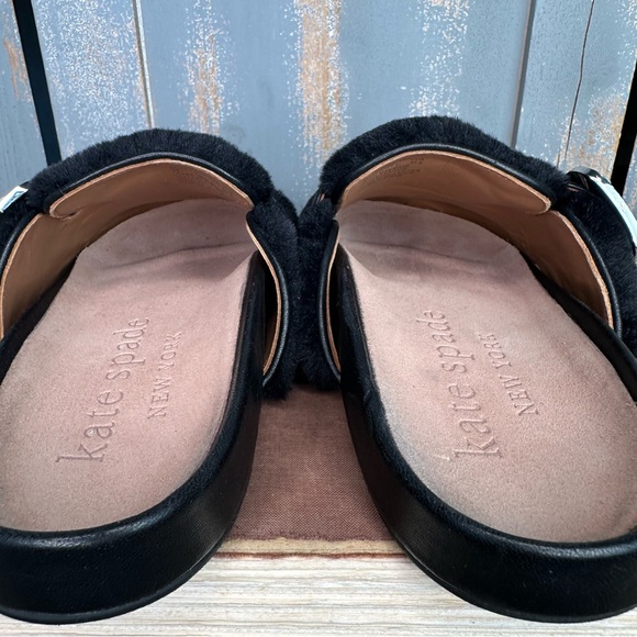 Kate Spade Cici Faux Fur Embellished Mules Flats Black Sz 7 - Picture 6 of 15